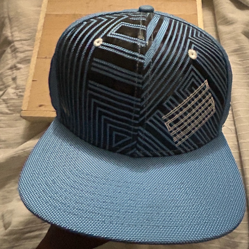 Air Jordan Hat Men Blue Black Lines Jumpman Snap Back Cap *VGUC*
